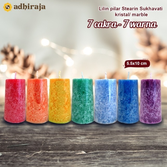 Lilin Meditasi 7 Warna 7 Cakra Marble Kristal Sukhavati 10 Cm