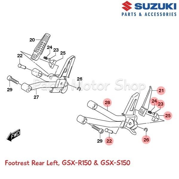 Footstep Belakang Kiri Original Gsx-R150