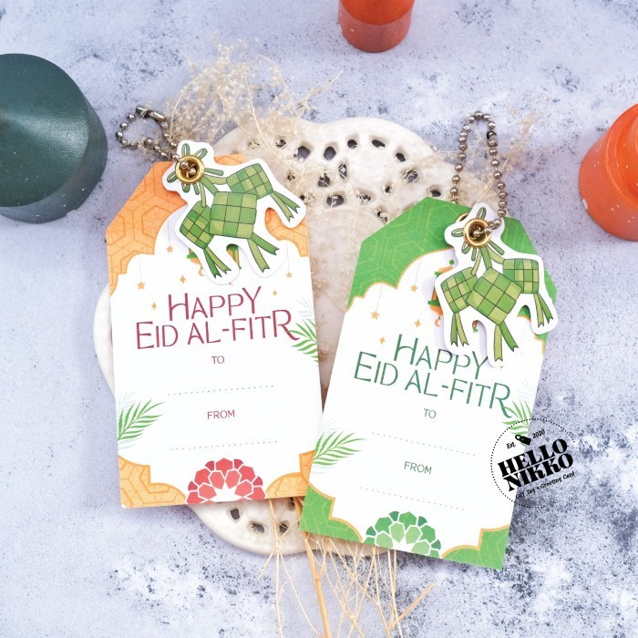 

Eid Al Fitr Orange Idul Fitri Gift Hang Tag Kartu Ucapan Mubarak Card 076