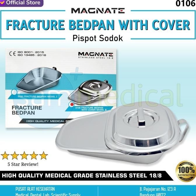 Magnate Pispot Sodok Bed Pan Fracture Stainless + Tutup