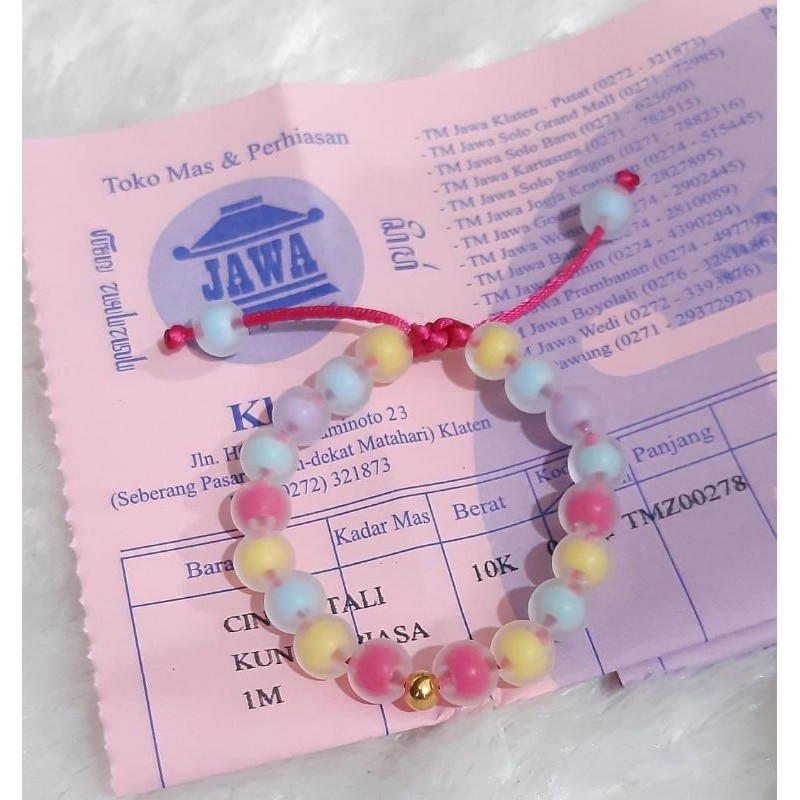 Gelang Tali Batu Rainbow Variasi Emas1 0,1gram Semar Jawa