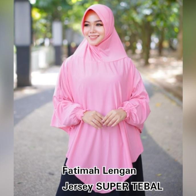 Bergo Lengan Fatimah Jersey Premium Tebal - Jilbab Lengan Jumbo Adem