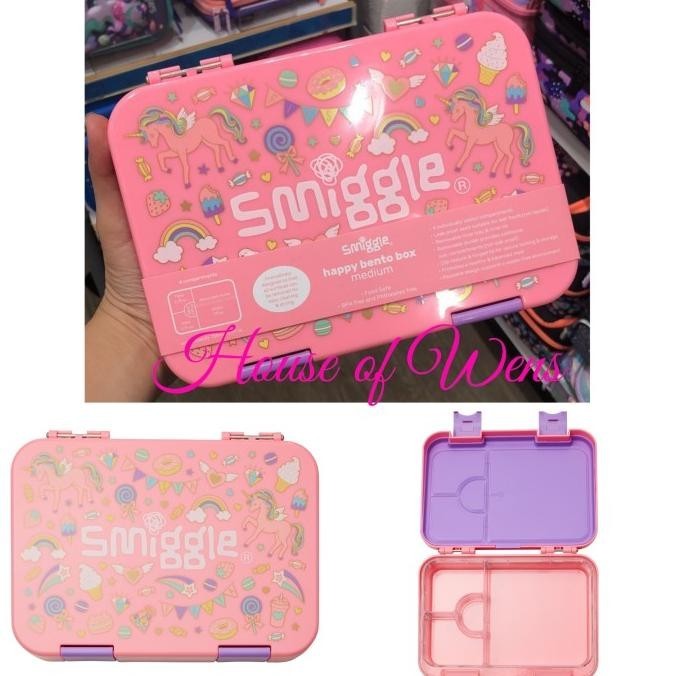 SMIGGLE FIESTA MEDIUM HAPPY BENTO BOX ORIGINAL - KOTAK MAKAN BENTO