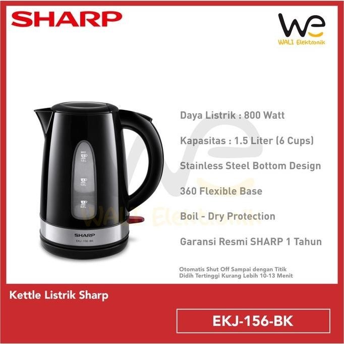 Sharp Kettle Jug Ekj-156-Bk / Teko Pemanas Air / Teko Listrik Ekj 156 Deksajaya