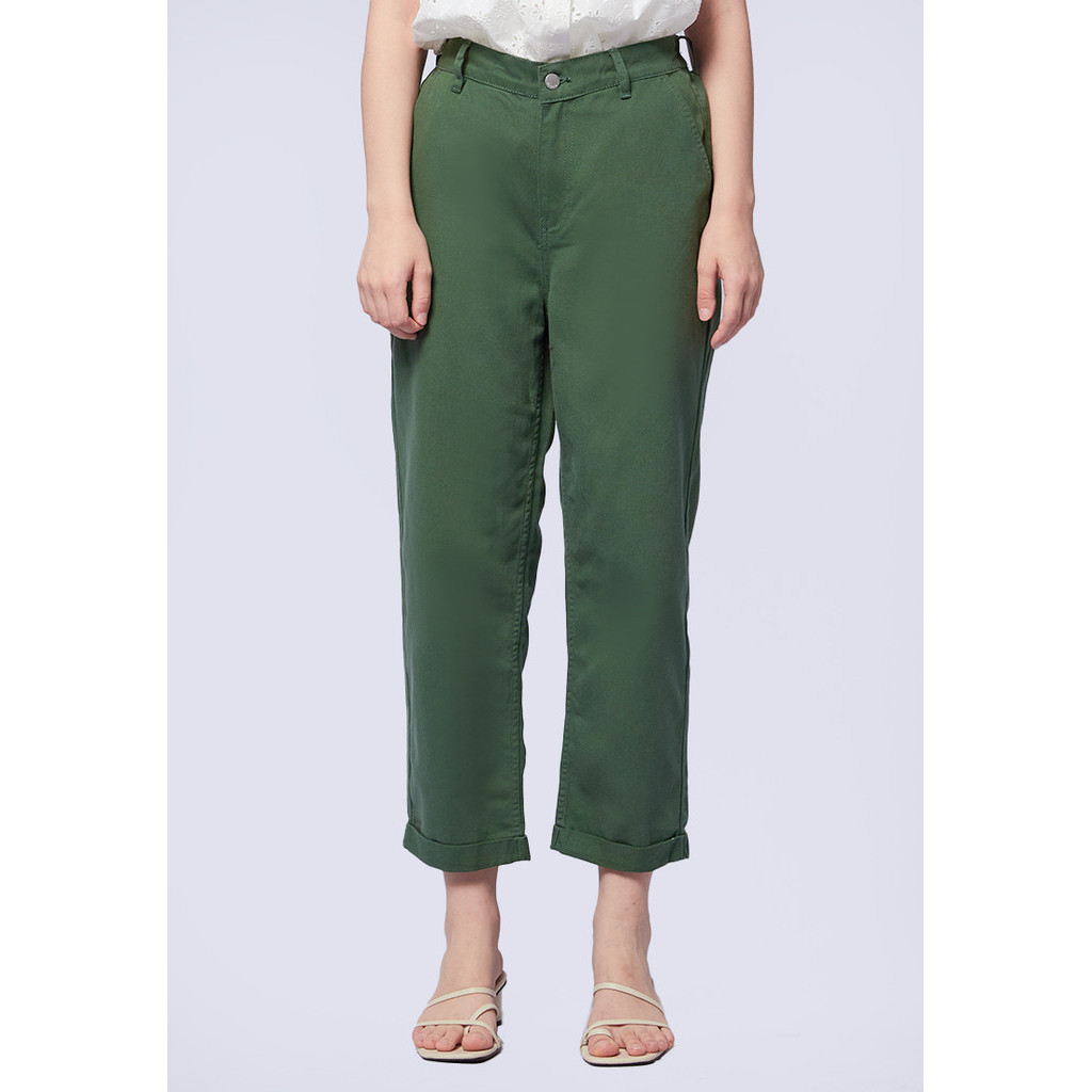 ET CETERA High Waist Straight Leg Pants GREEN