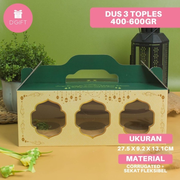 Dus Kue Kering Lebaran Box Hampers Idul Fitri 3 Toples Jar 400-600ml