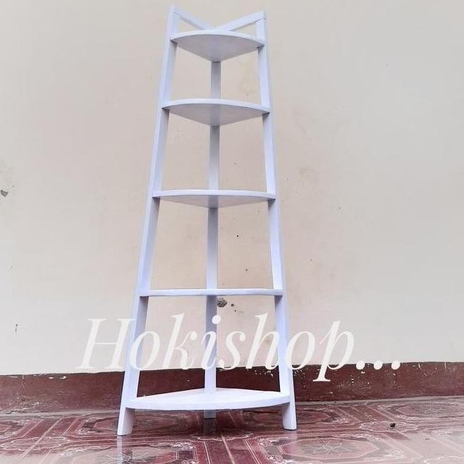 Rak Bunga Sudut 5 Susun 120Cm Bahan Kayu Jati Noviastuffs