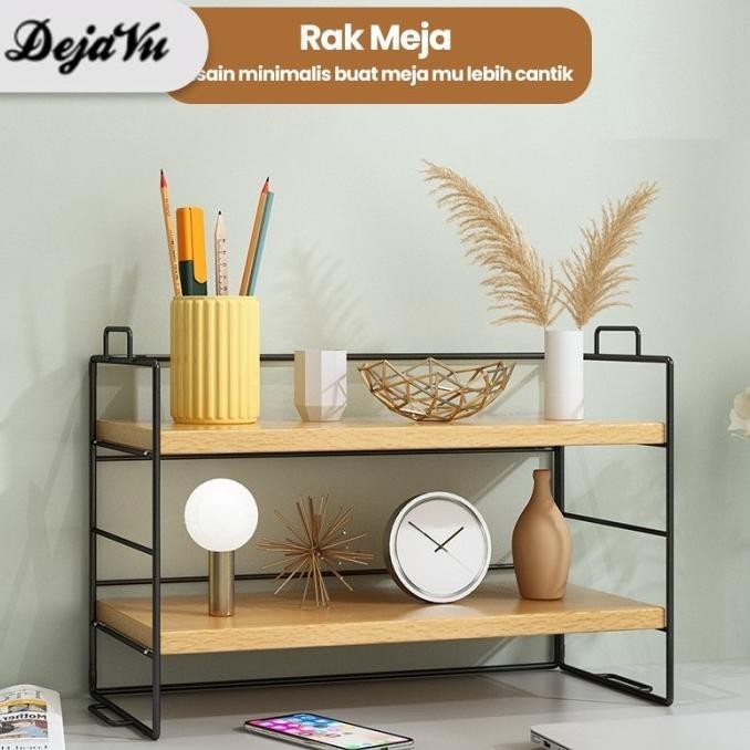 Dejavu Rak Buku Meja Susun Rak Kayu Besi Minimalis Serbaguna HRB103