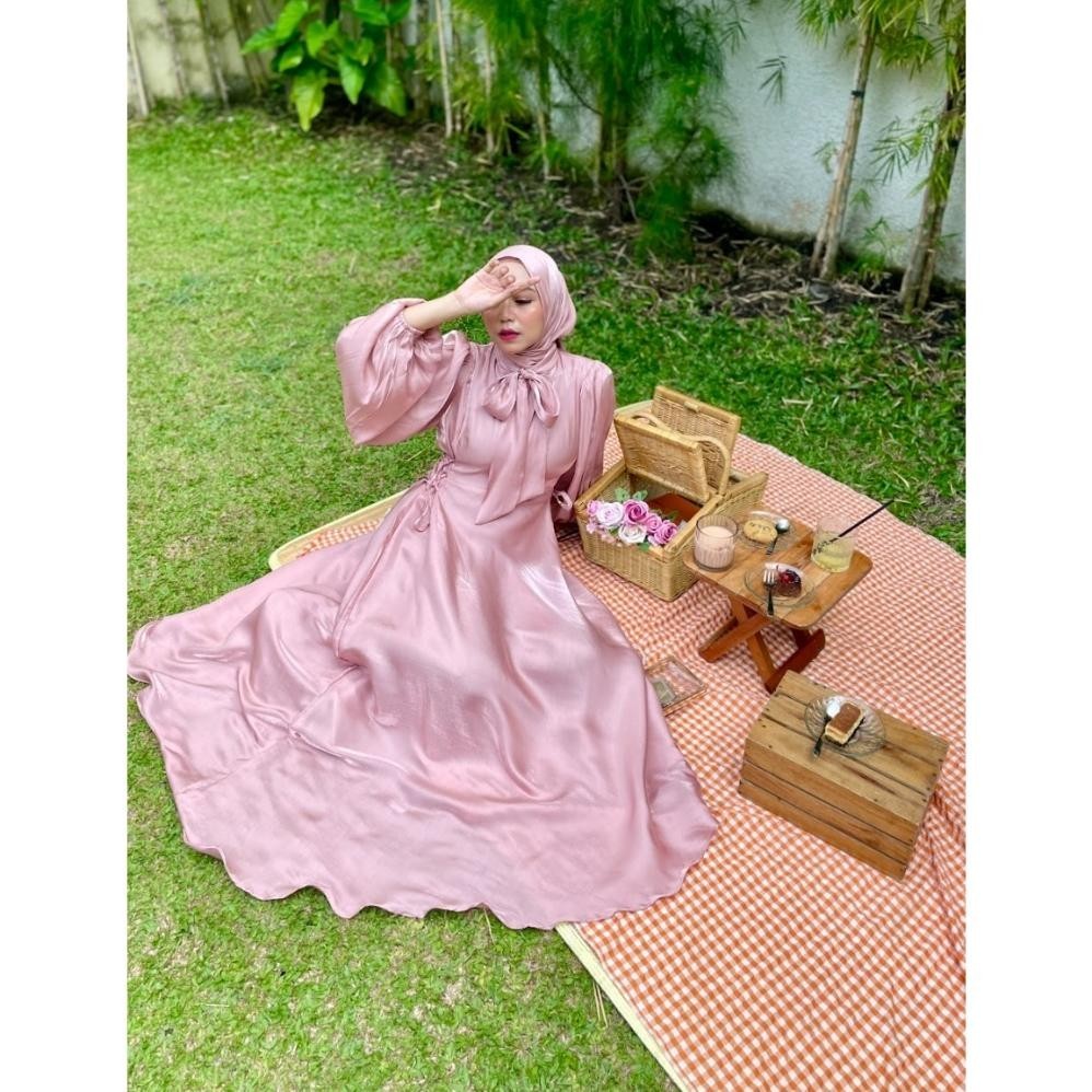 Dahlia Dress Kondangan Prewedding Lamaran Seragam Nikahan Gaun Pesta Maroon Gamis Murah Simple Baby 