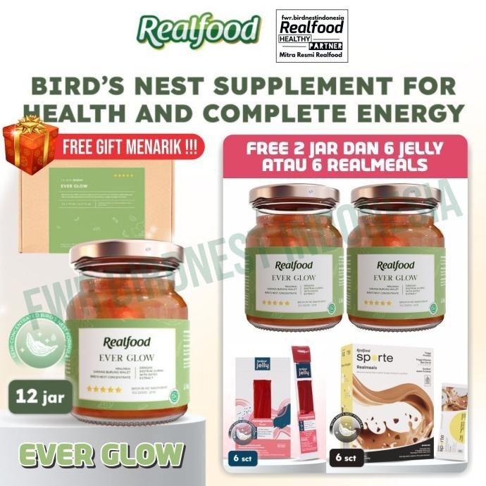 

Realfood Ever Glow Ekstra Kurma Isi 12 Botol Gratis 3 Jar Botol