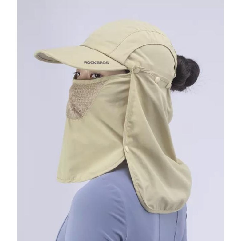 Rockbros Lf8046 Lf8046-3 Ice Silk Sun Hat 2 In 1 Topi Balaclava Sport