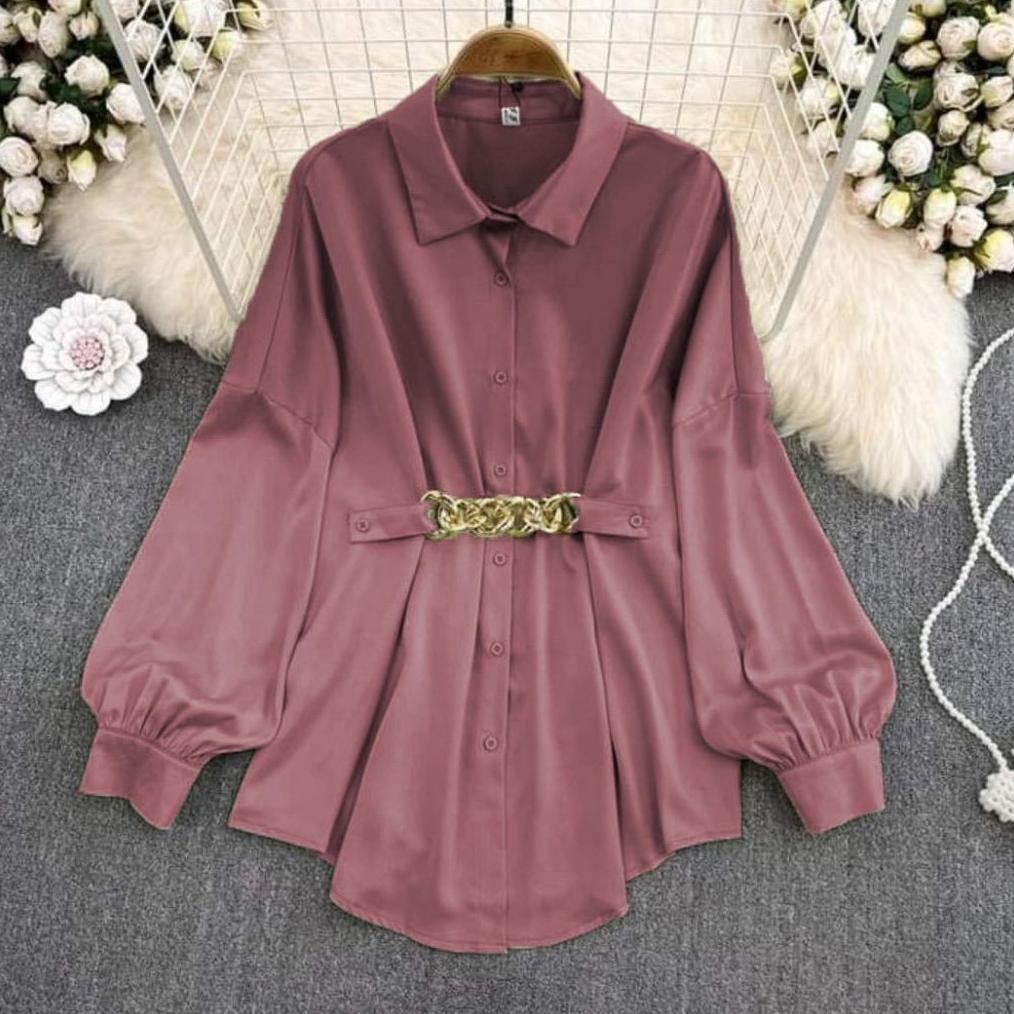 Kemeja Kerja Wanita Big Size | Ld 140 130 120 110 Dst | Kemeja Polos Atasan Wanita Oversize Blouse |