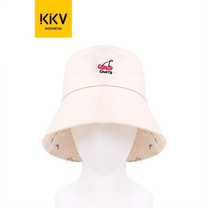 Kkv Dylee&Lylee Topi Bucket Hat Pria Wanita Bordir Motif Bolak Balik