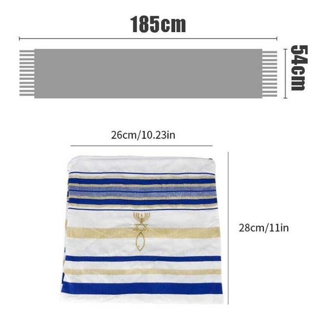 Tallith Shawl Tallit Syal Wanita Selendang Doa Israel 60Cmx185Cm