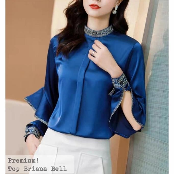 Baju Atasan Blouse Wanita Briana Size Xl Bahan Silk Satin Premium
