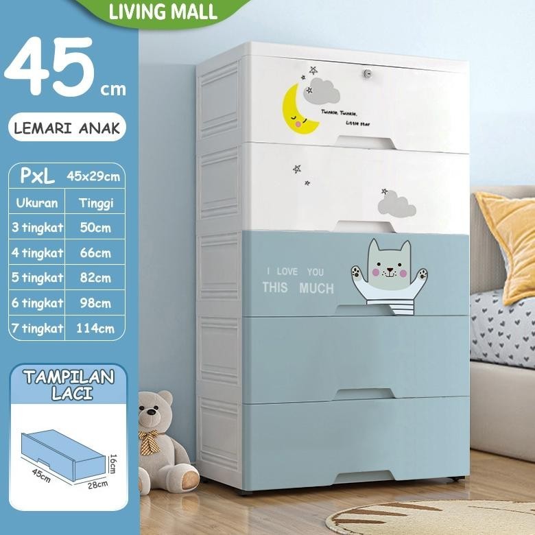 Lemari Pakaian Plastik Anak Susun Bayi Baby Minimalis Perempuan Lemari Baju Bayi