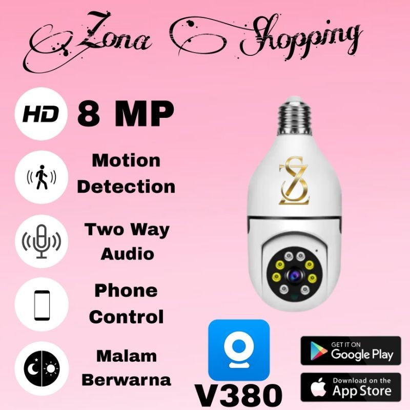 CCTV Lampu V380 Pro 8MP Kamera CCTV Wifi Lampu CCTV 360 PTZ