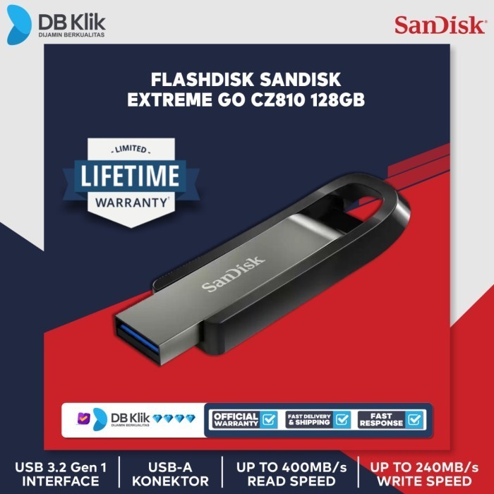 FLASHDISK SANDISK EXTREME GO CZ810 128GB USB 3.2 - SDCZ810-128G-G46