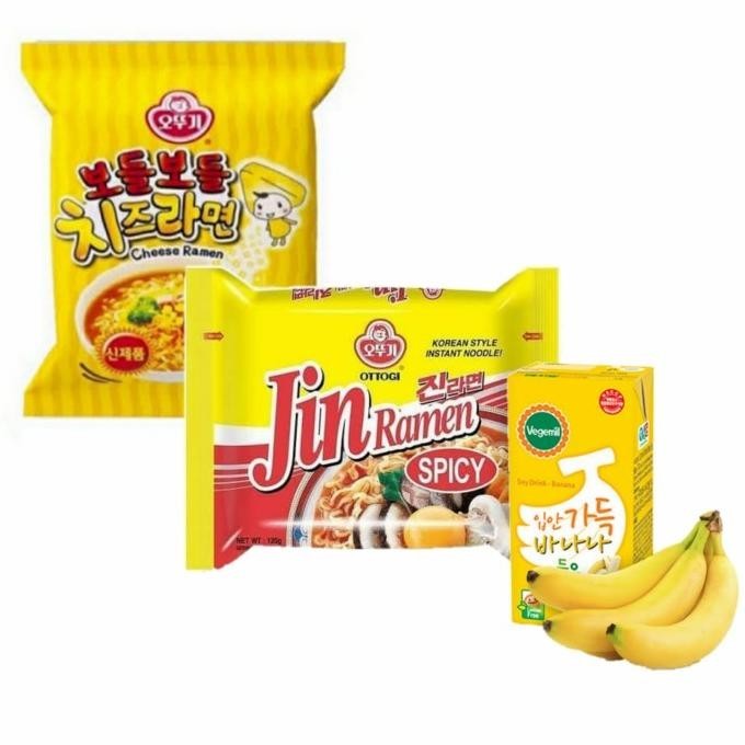 

[Bundling Item] Korean Set Cheese Ramyun - Jin Spicy - Banana Milk