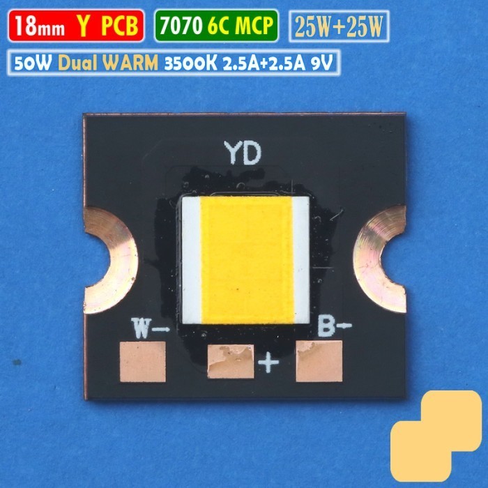Baru!!! MCP Y 7070 18mm 50W Dual Warm BiLED LED Laser Projie Dakar RTD AES 9V