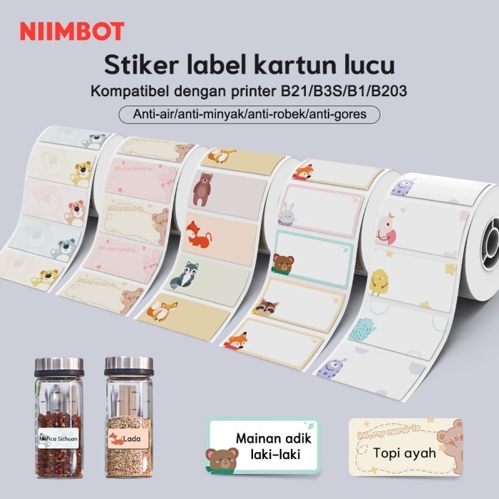 

NIIMBOT B21/B1/B3S Kertas Label Termal Pola Lucu Kertas Label Makanan