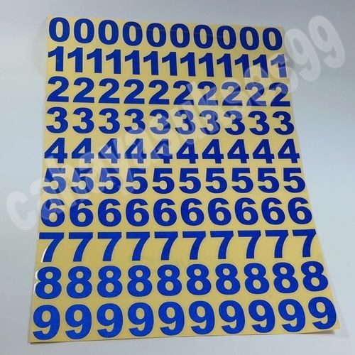 Cutting Stiker ANGKA Nomor Biru Font Arial Sticker Label Kaca Etalase