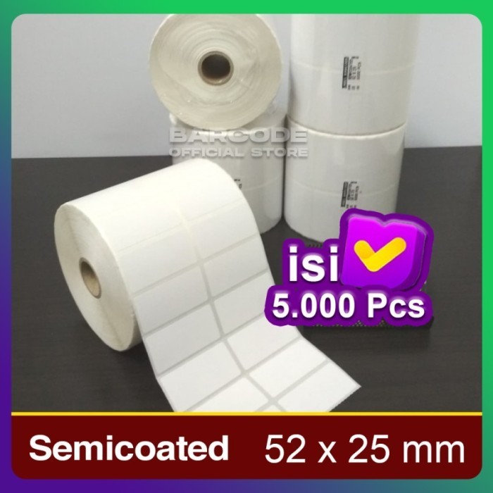 

Label Stiker Semicoat 52x25mm / 52 x 25 / 52x25 mm 2 Line (1 Slop)