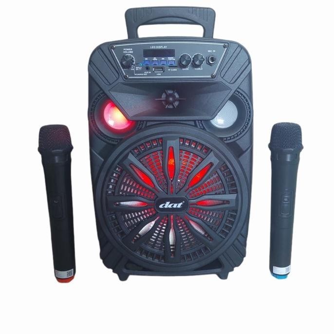 Speaker Portable 8 inch DAT DT 806 Bluetooth Karaoke + 2 Mic Wireless