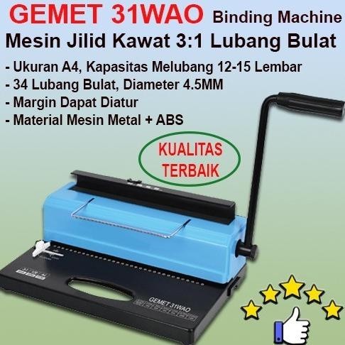 

Mesin Jilid Spiral Kawat Gemet 31Wao Lubang Bulat Bahan Metal Kuat