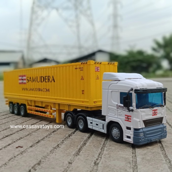 Diecast Truck Container Samudera Miniatur truk trailer Skala 43