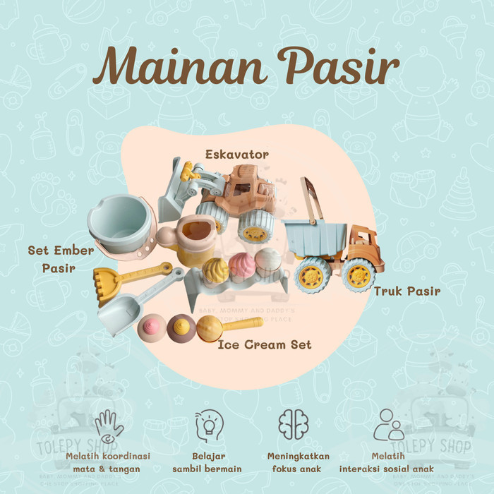 Mainan Mobil Pantai Pasir / Beach Toys / Dump Truck / Buldozer / Besar