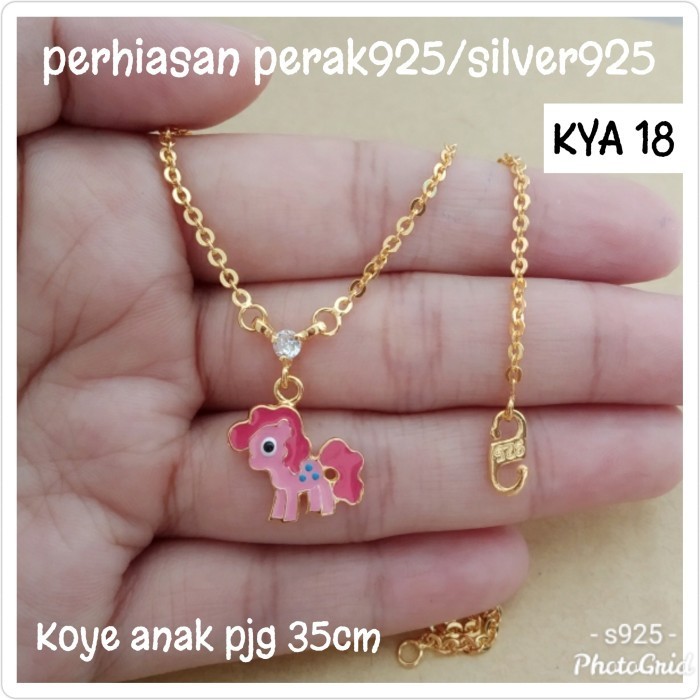 KALUNG ANAK KUDA PONI PINK GOLD 18 PERAK 925 ASLI