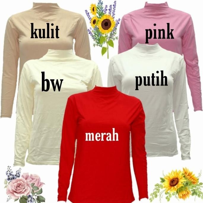 Manset Kaos Lengan Panjang Krah Tinggi Manset Wanita Krah Shanghai Dua