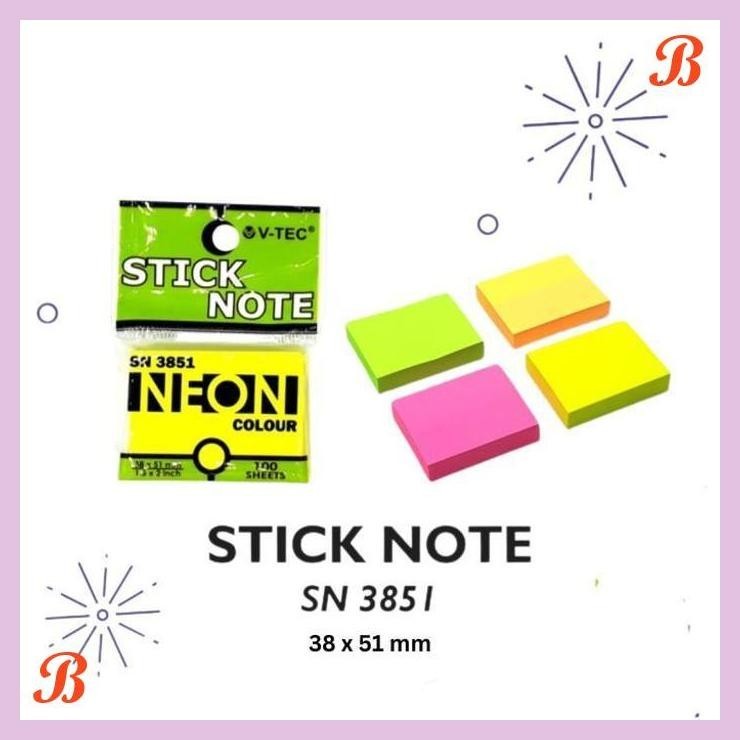 

| PGT | STICK NOTE V-TEC SN 3851 NO. 653 STICKY NOTES 38 X 51 MM MEMO COLOR