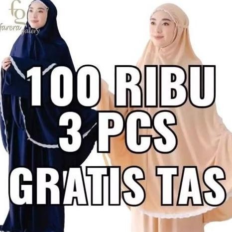 Paket Hemat 100 Ribu Dapat 3 Pcs Mukena Wanita Dewasa Polos Renda Wiwitcici