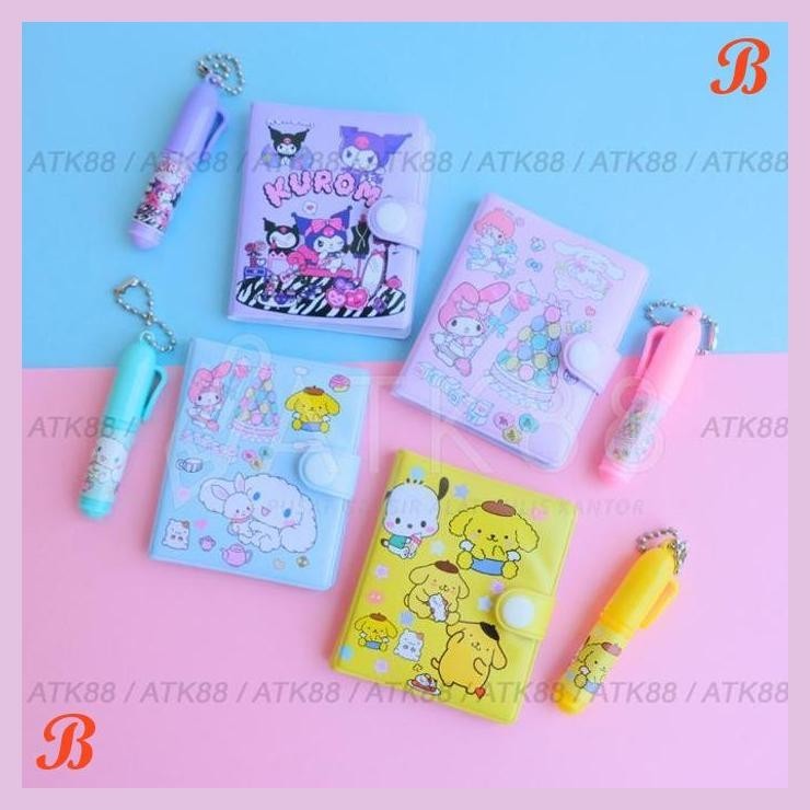 

| PGT | NOTEBOOK + PEN MINI A6 PUFFY SANRIO SERIES / BUKU SAKU LUCU GANTUNGAN