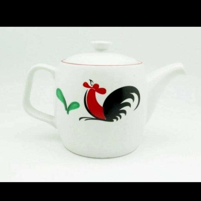BEST SELLER  Teko Teh Keramik Tebal Siku / Tea Pot Ayam jago 1000ML / Murah Laris TERLARIS