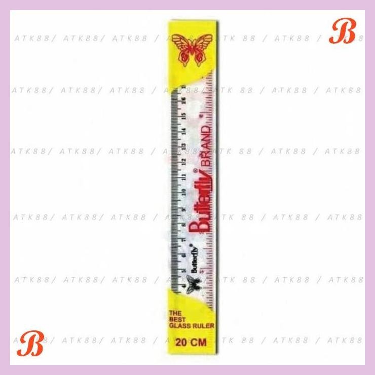 

| PGT | BUTTERFLY 20 CM PENGGARIS PLASTIK / GLASS RULER [BUAH]