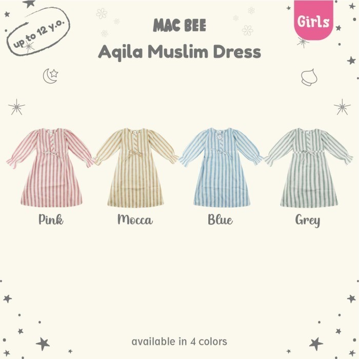 MacBee Baju Anak Perempuan Gamis Muslim Collection Aqila Stripe
