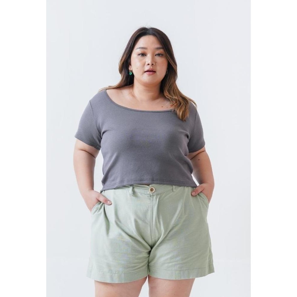 Xtramiles Plus Size Marcia Crop Top Dark Grey
