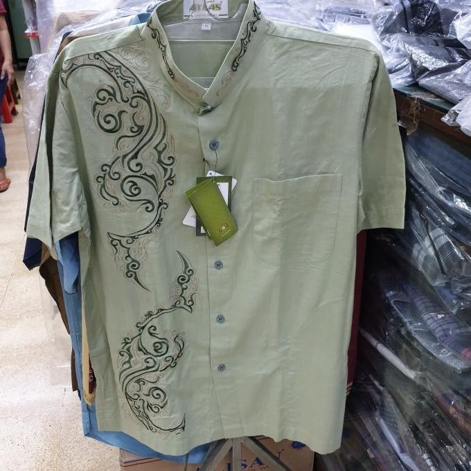 Baju Koko Atlas Lengan Pendek Original Ukuran M Pengiriman Cepat