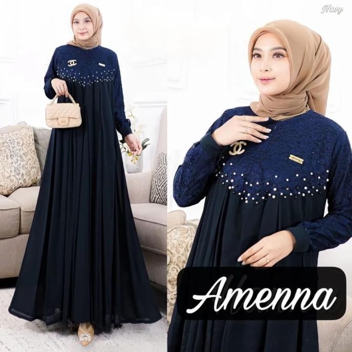 Baruuu Gamis Ceruty Terbaru Brukat Busui Kekinian Amenna Dress