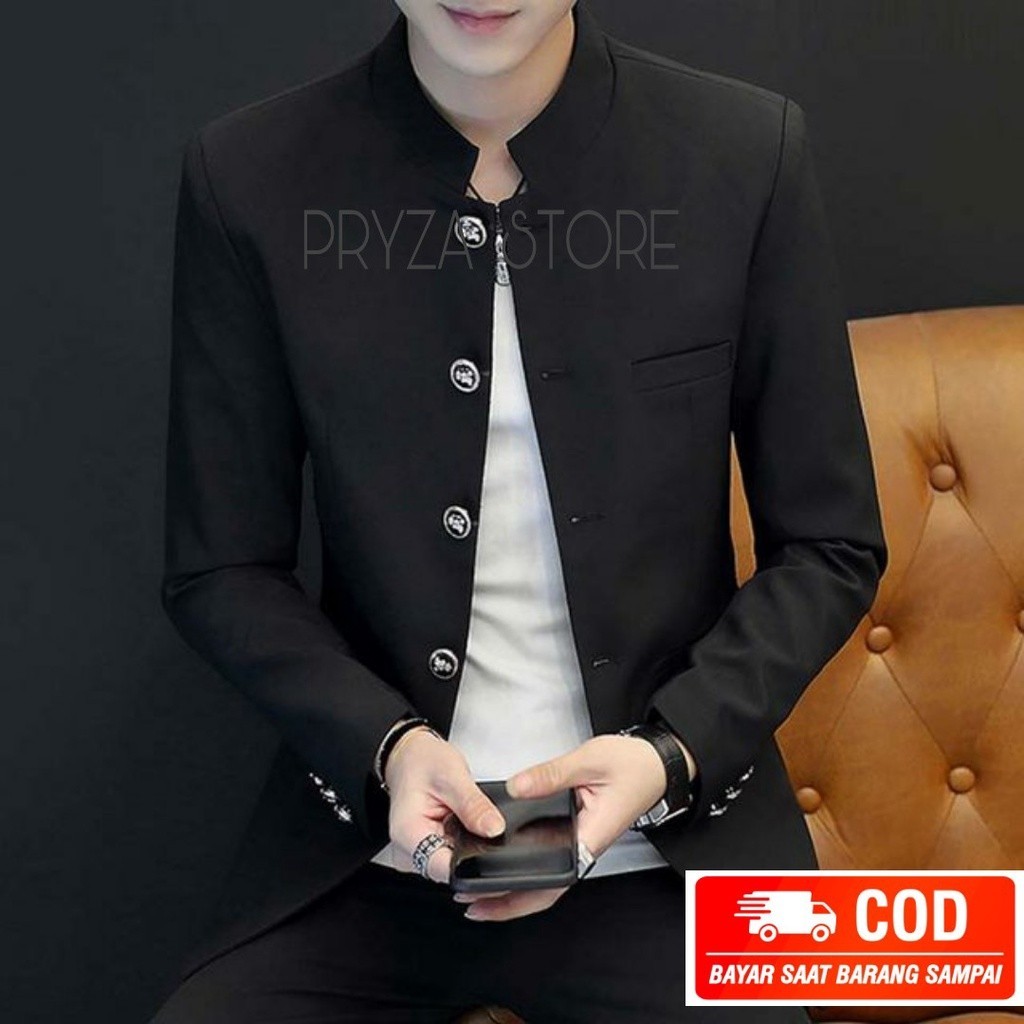 ACARA FORMAL KONDANGAN // PRYZA Jas Blazer Pria Casual GAKURAN HITAM Original DF&Y / Jas Blazer