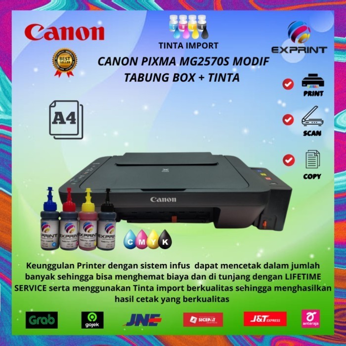 Printer Canon Pixma Mg2570S All In One + Infus Tabung Box