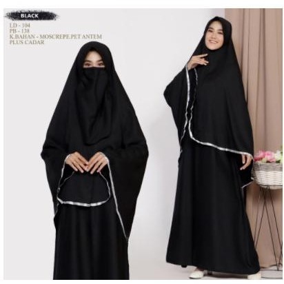 Gamis Syari Polos Wanita Terbaru Set Khimar Cadar Baju Muslim L Xl Xxl