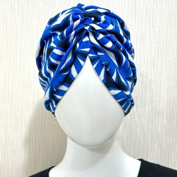 Turban Hijab Jilbab Instan Qqinian Garis Biru Putih Hitam Grosir