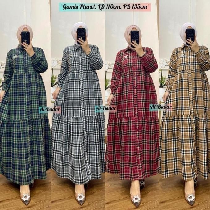 Gamis Motif Katun Flanel Kotak /Kekinian Motif Kotak