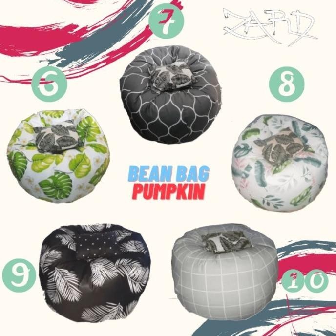 Bean Bag Pumpkin Sofa Bulat Bahan Kain Motif Ukuran L Dan Xl Terbaru Gurunraka