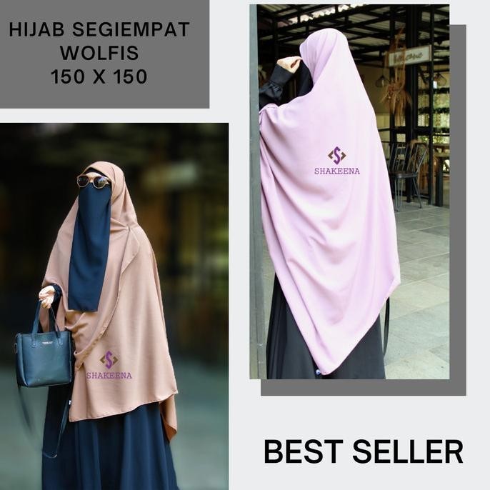 Khimar Wolfis Jumbo/ Jilbab Segiempat Wolfis 150X150/ Khimar 150X150