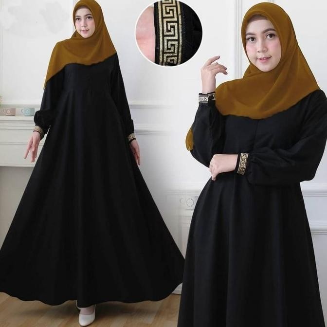 Gamis Wanita Hitam Polos Size M L Xl Xxl 3Xl Dress Muslim Terbaru